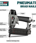 Top Shelf 18 Gauge Brad Nailer Pneumatic Nail Gun Complete Carpenter Kit features depth adjustment and magazine latch.