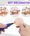 Hands holding cutting tool with Copper Sheet Kit 18 Pcs in Three Sizes 0.02 Inch for DIY jewelry projects and crafts.