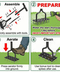 Step-by-step use of 15 Thick Spikes Lawn Aerator Tool With Weldless U Shaped Handle For Yard Care Manual Grass Aerator 36 Inch