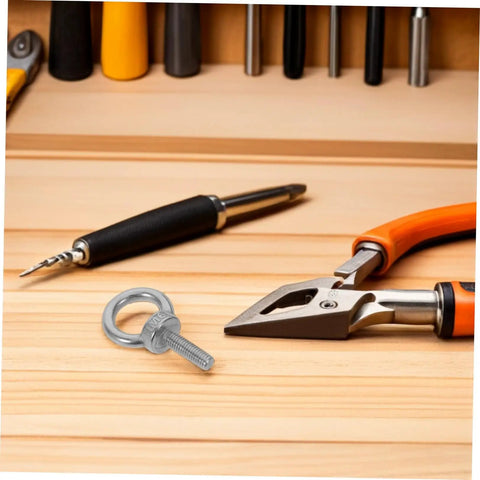Built Tough Beefy Heavy Duty Stainless Steel Eye Bolt M6x20 With Closed Ring And Hole, Deep Threaded Mount, Includes Flat Washer, Spring Washer And Nylon Nut, Rugged Rigging Hardware For Hoists, Anchors, And Outdoor Installations.