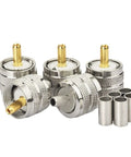 PL259 UHF Male Crimp Coax Connectors Set For RG58 LMR195 Cables, 50 Ohm Impedance, Brass Nickel Plated, multiple connectors and sleeves