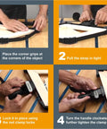 Top Shelf Flexible Strap Clamps Featuring Slick Quick Release Levers For Heavy Duty Woodworking And Custom Cabinetry demonstrating usage steps.
