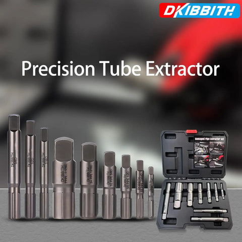 Nine Piece Heavy Duty Pipe Extractor Set For Removing Damaged Threaded Pipes And Fittings From One Eighth Inch To One Inch with Case