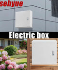 Rock Solid 16X16X6 Inch Electrical Junction Box With Safety Locks Wall Mounted Indoor Outdoor Steel Enclosure on a wall.
