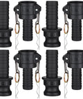 Camlock Fittings Kit 1 Inch Type C And E Polypropylene Cam And Groove Hose Fittings 8 Piece Set With 1 In Female Camlock And 1 In Male Camlock 1 In Hose Shank And Tube Couplings For Quick Connect black 8-piece kit