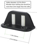 Barn Door Floor Guide Set With Bearing Design And Adjustable Rollers Durable Stainless Steel Frame Quiet Operation And Scratch Free Movement For Sliding Doors 360 Degree Wheel Rollers For Smooth Low Noise Performance; black guide with white rollers, dimensions labeled