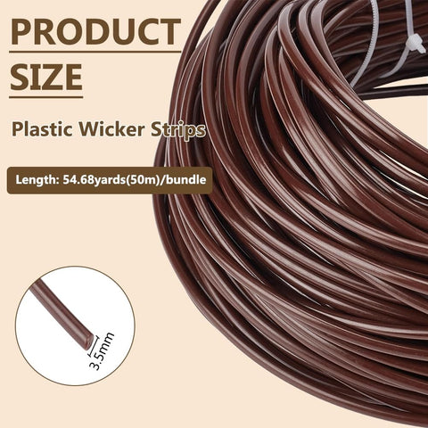 164Ft Round Plastic Wicker Replacement Cord 3.5mm Weaving Cord for Outdoor Patio Pool Furniture Repair DIY Coconut Brown