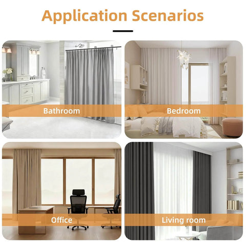 Heavy Duty Curtain Rail System For Ceiling Or Wall Mount Twelve Point Four Feet Thickened Upgraded Black With Hooks in different rooms