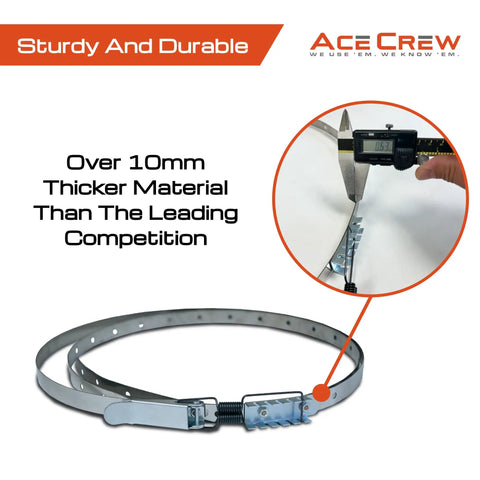 Heavy Duty Dust Collector Band Clamp Universal Adjustable Hose Strap Fits 11 Half To 24 Half Inch, showing thicker material measurement.