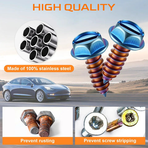 Badass Burnt Titanium License Plate Screws 4 Pack 316 Stainless Steel Rust Proof Bolts Auto Replacement For Cars Trucks Motorcycles Self Tapping Fasteners.