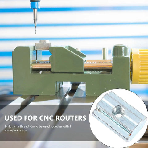 20PCS Sliding T Slot Nuts Nickel Plated Carbon Steel Bad Boy of Aluminum Extrusion Hardware shown on CNC router setup