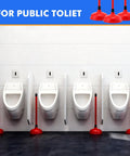 Tough As Nails Toilet Plungers 12 Pack Bulk 19 Inch Long Handle Suction Cup Plunger Built To Crush Stubborn Clogs Fast With Heavy Duty Rubber Cups And Slip Resistant Grips For Households Or Properties In Bold Red next to public toilets.