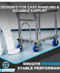 Built To Last 5X2 In Stainless Steel Casters With Polyurethane Wheels Roll Easy Under Heavy Loads, industrial cart with blue wheels.