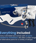 Neo 180 Dual Nozzle Bidet Attachment For Toilets With Self Cleaning Non Electric Operation Adjustable Water Pressure Rear And Feminine Wash Lever Control For An Easy No Brainer Bathroom Upgrade with installation parts and manual