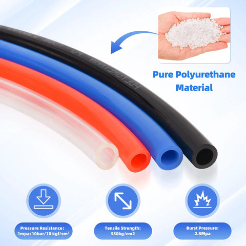 PU Air Hose 6mm OD 4mm ID Orange Polyurethane Pneumatic Tubing shown with material and features