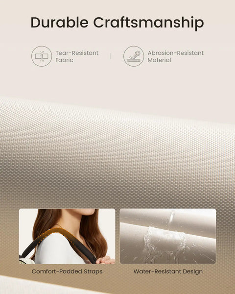 Close-up of waterproof fabric and padded strap on 15.6 Inch Laptop Backpack For Women With Wide Open Frame For Quick Access Waterproof Large