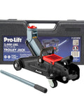 Beefy Grey Hydraulic Trolley Jack With Blow Mold Case, 3000 Lbs Capacity, Low-Profile From 5.25 In To 12 In Lift, All Welded Steel Frame