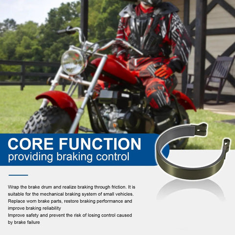 Go Kart Brake Band Kit 4 And A Half Inch Replacement Drum Brake Band With Pin shown next to ATV in outdoor setting