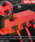 Heavy Duty 250A 12V Power Distribution Block With Four 5/16 Studs Solid Build Marine And Solar Wiring Assembly close-up of connections