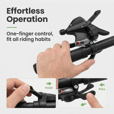 7 Speed Right Thumb Bike Shifter For Smooth Gear Changes, Trigger Shifter Lever with gear indicator in use on bike handlebar