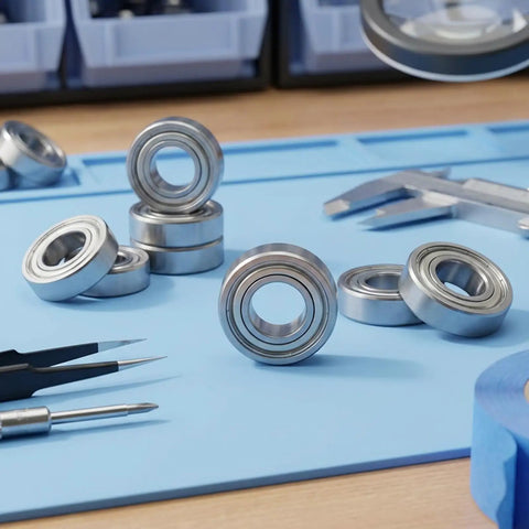 Thirty Pack Of 188 Deep Groove Ball Bearings With 3mm Inner And 8MM Outer Diameter Plus 4MM Width Made From Heavy Duty Carbon Steel Sealed For Dust Protection Perfect For Small Motors And Hobby Projects on a workbench.