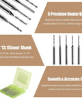 CNC Router Bits Set For Wood PVC MDF Hardwood 10 Pack With 1/8 Inch Shank And 1/16 Inch Cutting Diameter displayed in box