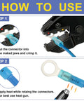Instructions for using Heat Shrink Crimping Tool Kit With 280 Pieces Marine Grade Heat Shrink Connectors AWG 22 To 10 And Wire Stripper HS 8327 Crimper For Easy Marine Wiring.