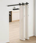 Heavy Duty Bifold Barn Door Hardware Kit For Four Doors, Six Foot Sliding Track System, All Doors Open To One Side, Hardware Only