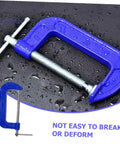 Heavy Duty 4 Inch Woodworking G Clamp with Quick Release Table Mount for Secure Workholding in Carpentry, blue clamp, wet surface