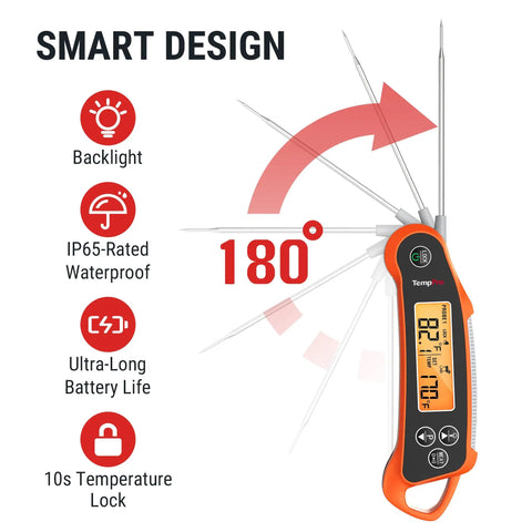 Dual Probe Instant Read Meat Thermometer For Oven And Grill With 2 Probes And Dual Temperature Display features