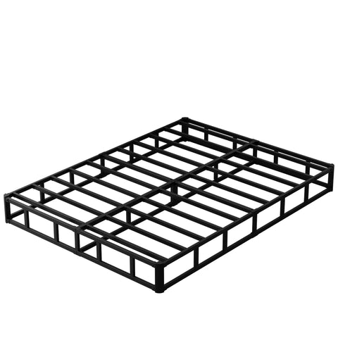 Rock Solid King Size Box Spring With Seven Inch Steel Bed Base Foundation and Dust Resistant Fabric Cover For Silent Nightly Rest and Quick Setup With Pro Grade Structural Support Inside, black steel bed base.