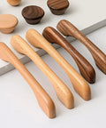 Six Piece Walnut Wood Drawer Pulls Ergonomic Cupboard Handles For Kitchen Cabinets And Dressers Minimalist Solid Wood Hardware Easy DIY Replacement For Wardrobes
