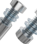 Close-up of 12-Pack Stainless Steel Sign Standoff Screws with Wall Anchors and Rubber Pads for Acrylic Signs, Photo Frames, Advertising Boards.