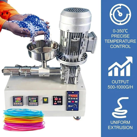 Heavy Duty Desktop 3D Printer Filament Extruder And Single Screw Plastic Pellet Recycler Machine Built Tough For Rock Steady Dual Heating Zones And Hassle Free Daily Filament Production