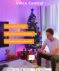 Person using phone to control Smart LED Bulbs 2 Pack Works With Apple HomeKit Siri Alexa Google Assistant RGBWW Color Changing