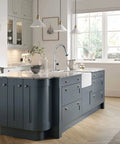 Chrome Pull-Down Kitchen Faucet With Two-Function Sprayer, Single Hole Mount, on modern kitchen island under pendant lights