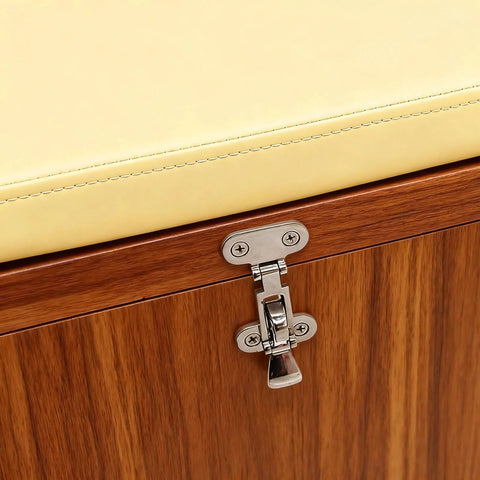 Installed two-piece 316 stainless steel boat latch on wood cabinet door; 4.3-inch heavy-duty toggle latch.