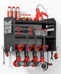 Heavy Duty Power Tool Organizer Wall Mount With 3 Layer Garage Storage Rack And Drill Holder, Metal Steel Utility Rack