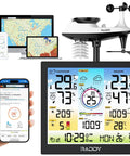 Pro Grade WiFi Weather Station With Indoor Outdoor Temperature And Humidity Monitor, 10 Inch Digital Color Display, sensors shown