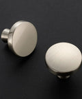 Slick Brushed Nickel Cabinet Knobs Rock Solid Zinc Pulls Single Hole Mount Quick Swap For Kitchen Drawers Fresh Home Hardware Upgrade Smooth Grip 10 Pack two brushed nickel cabinet knobs on dark background