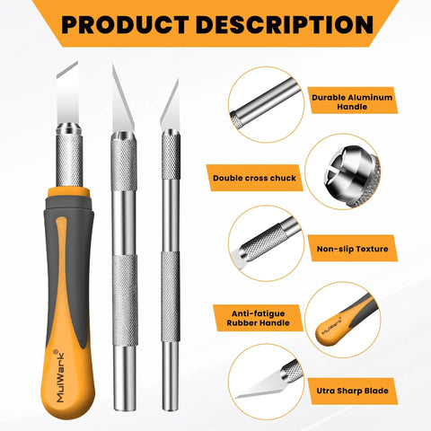 Exacto Knife Set For Precision Crafting, 16 Piece Hobby Knife Kit with Razor Sharp Blades and Durable Carbon Steel Refills