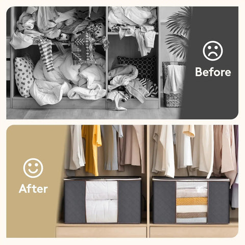 Six Pack Super Sturdy Closet Storage Bins With Lids Foldable Wardrobe Organizers Featuring Clear Window Zippered Closures And Rock Solid Handles Totally Legit For Blankets Bedding And Winter Clothing