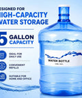 5 Gallon Water Bottle With Easy Grip Handle BPA Free Durable Plastic Jug For Top And Bottom Load Water Dispensers