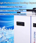 Heavy Duty Industrial Water Chiller With Six Liter Cooling Tank And Zero Point Nine Horsepower Pump To Keep CO2 Laser Engravers Locked In And Cutting Clean On The Shop Floor, showing integrated water tank and control panel.