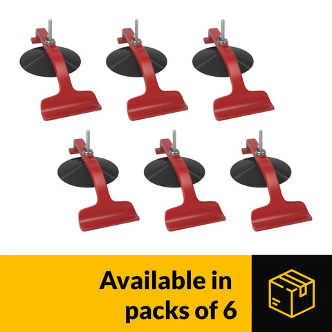 Hands Free Suck N Clamp Adjustable Cup Clamps Pack Of 6 for windshield repair and auto glass jobs in red durable construction
