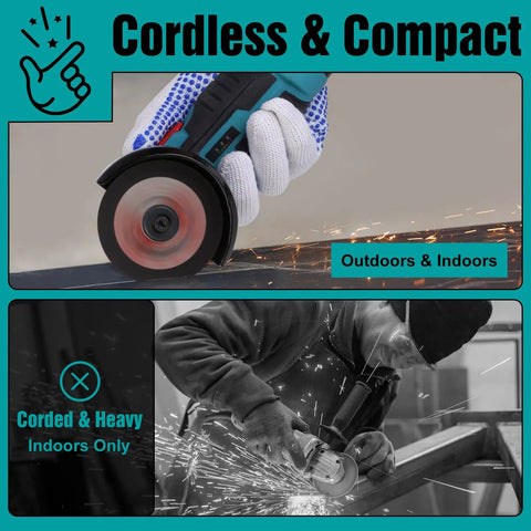 Cordless 3 Inch Mini Angle Grinder Kit With 2 Batteries And 7 Cutting Discs, 19000 RPM, 12V Portable Grinding Tool in use