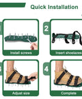 Step-by-step installation guide for Heavy Duty Lawn Aerator Shoes With Adjustable Straps Spiked Sandals for lawn care.