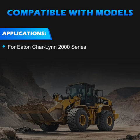 Direct Drop-In Hydraulic Motor For Eaton Char-Lynn 2000 Series featured with heavy-duty loader in industrial landscape