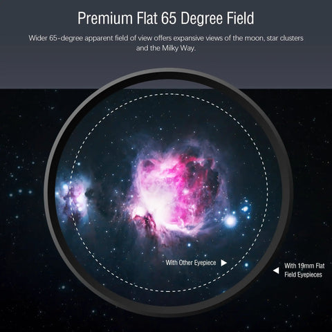 Flat Field 19mm Eyepiece For Telescopes 1.25 Inch Fully Multicoated 65 Degree Ultra Wide Angle Accessory view of nebula.
