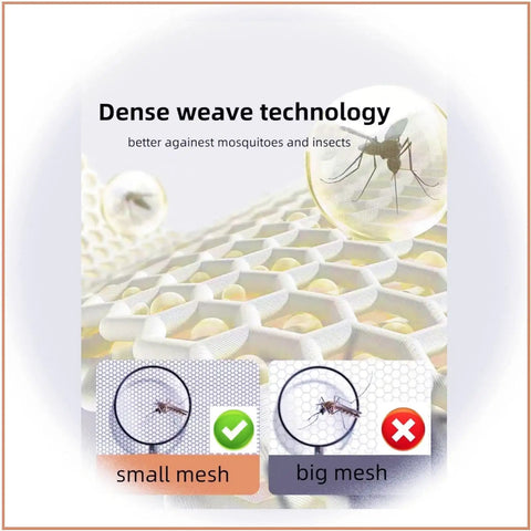 Dense weave technology showing small mesh for Classic King Size Mosquito Net Tent For Patio Bed, Portable Netting 79 By 79 By 79 Inch